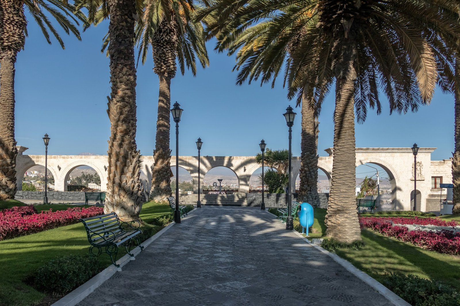 Yanahuara Plaza with the Arches on backgound - Arequipa, Peru
